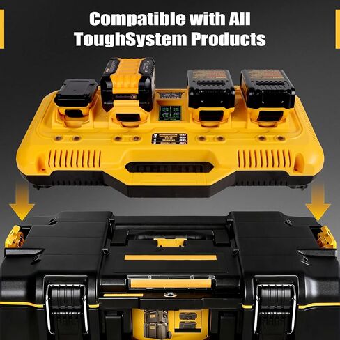 8A 4 Port Fast Battery Charging Station DCB104, Compatible with Dewalt 12v Max, 20v Max and 20v/60v Max Batteries, 8A Output Per Port, Compatible with TOUGHSYSTEM Products, Real-Time Power Display in Kuwait