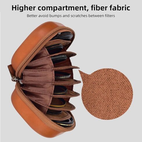 Yctze Camera Lens Filter Case, PU Leather Water Shockproof 5 Pockets Filter Bag, Round Filters Storage Wallet for 112mm Lens Filters in Kuwait