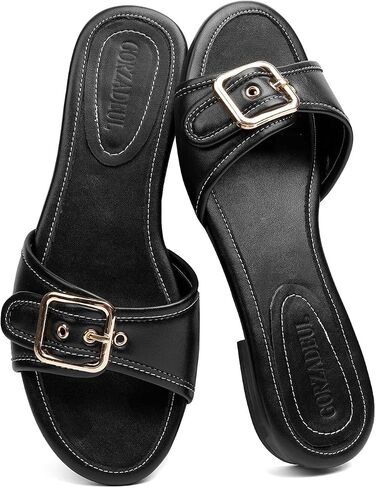 GORZADEUL Womens Dressy Flat Sandals 2026 Comfortable Slip On Slide Sandals with Buckle in Kuwait