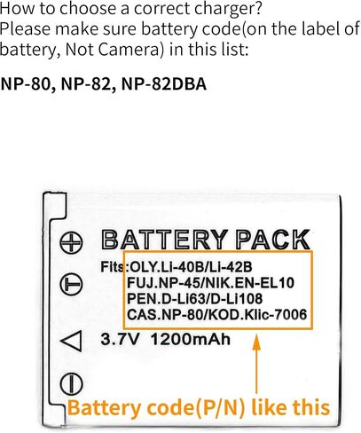 Norifon NP-80 LCD USB Charger for Casio Exilim EX-G1, Exilim EX-N1 | Compatible with Casio Exilim EX-S5, EX-S8, EX-S9, EX-Z35, EX-Z550, EX-Z800 in Kuwait