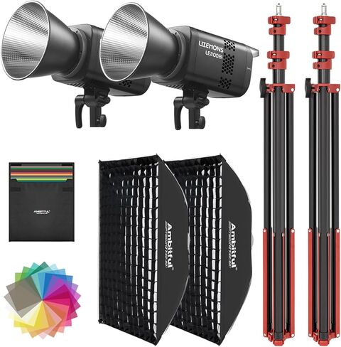 Godox LE200Bi Godox Light Kit 220W Bi-Color LED Video Light | 2800K-6500K,57700 LUX,CRI/TLCI≥98,11 FX, with Quick Release Softbox,Srand, APP Control,for Photography/Live Streaming in Kuwait