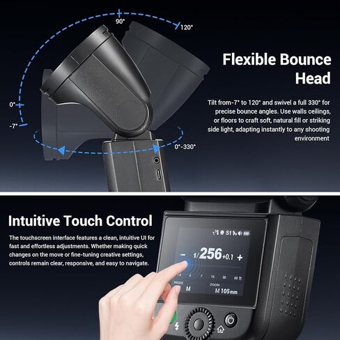 Godox V1 Mid S TTL Round Head Camera Flash Speedlight | Li-ion Battery, 650 Full-Power, HSS 1/80000s, Flexible Modeling Lamp, 1.7s Recycle, 5300K±200K, For Sony in Kuwait