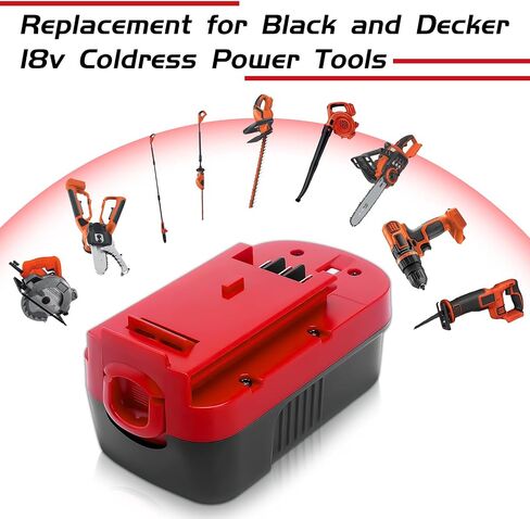 2Pack 4.5Ah Ni-Mh 18Volt Replacement for Black and Decker 18V Batter | Compatible with Black and Decker 18 Volt HPB18 HPB18-OPE 244760-00 A1718 FS18FL FSB18 Firestorm Cordless Power Tools(Red) in Kuwait
