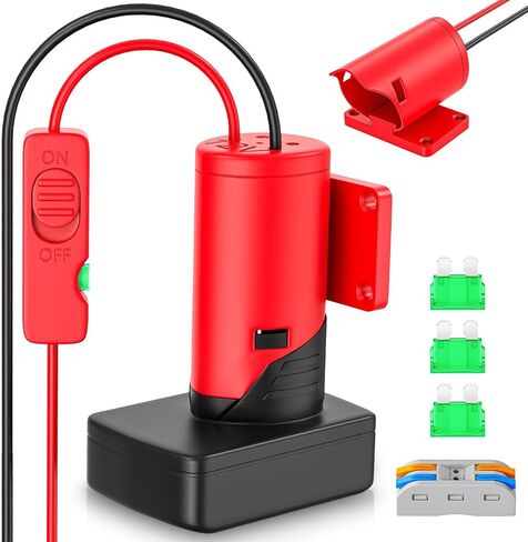 Upgraded Battery Adapter Compatible for Milwaukee 12V Battery | All-in-One Switch & Fuse Design, Power Ride Wheel Adapter Converter Kit for Ride-On Toys, 14 Gauge with Wire Terminals in Kuwait