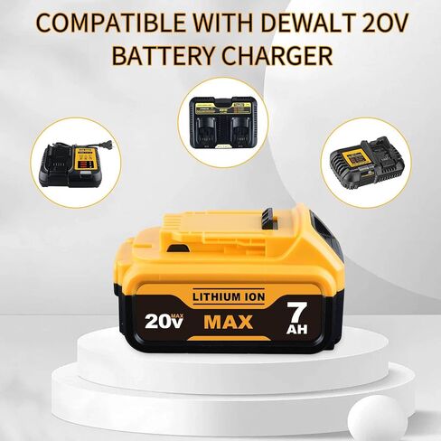 7.0Ah DCB200 Battery Replacement for Dewalt 20V Max Battery 2Pack | DCB200 DCB201 DCB203 DCB204 DCB206 Compatible with Dewalt 20v Max Cordless Tools with LED Indicator in Kuwait