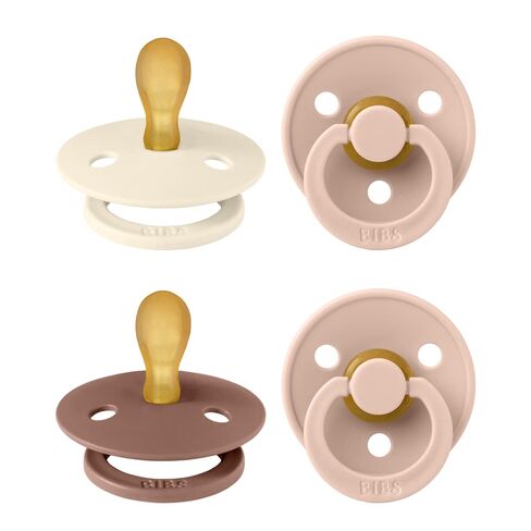 BIBS Colour Pacifier with Symmetrical Nipple| Natural Rubber Baby Pacifier | Set of 4 BPA-Free Soothers | Made in Denmark | Cloud Mix | Size 6-18 Months | Natural Rubber Latex | Size 2 | BPA-Free | Made in Denmark | High Nipple Acceptance | Airflow Holes  in Kuwait