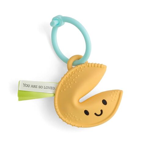 Itzy Ritzy Fortune Cookie Teether - BPA-Free Soft Silicone Baby Teething Toy with Satin Sensory Ribbons and Silicone Ring - for Ages 3 Months and Up (Fortune Cookie) in Kuwait