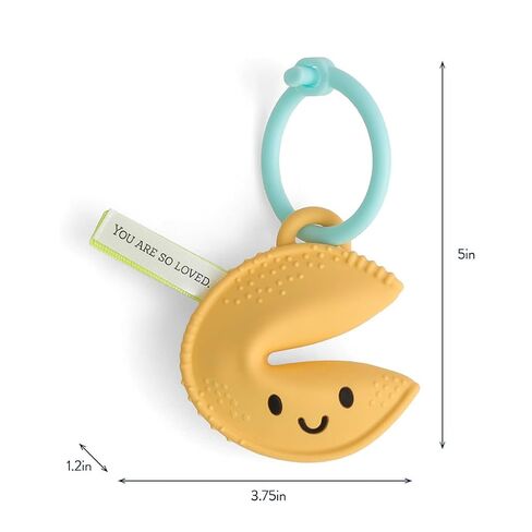 Itzy Ritzy Fortune Cookie Teether - BPA-Free Soft Silicone Baby Teething Toy with Satin Sensory Ribbons and Silicone Ring - for Ages 3 Months and Up (Fortune Cookie) in Kuwait
