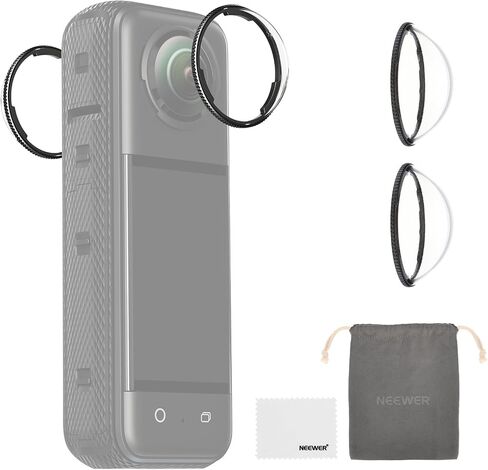 NEEWER Lens Protector Set Compatible with Insta360 X4 Action Camera (2 Pack), 9H Tempered Glass Lens Guards Accessories with Cleaning Cloth & Case, Remove Before Shooting, LPC01 in Kuwait