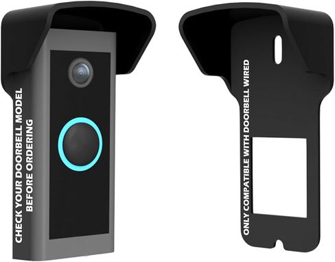 No Drill Rain Cover for Video Doorbell Wired (Model 5AT3T5) Hood Anti-Glare Protection Weather Protector Rain Shield No-Drill Weatherproof Snow Sun Shade Made in UK in Kuwait