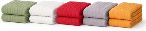 Muslin Burp Cloths for Baby, 10 Pack (2 of Each Color), 6 Layer Cotton Burp Cloths, Super Absorbent and Soft,Baby Burping Cloths for Boys and Girls, 100% Cotton, 10x20 Inches in Kuwait