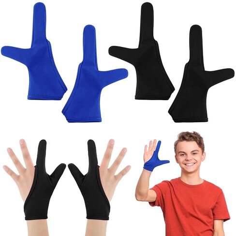 Jiuguva 4 Pcs Thumb Sucking Guard Gloves Kids Stop Thumb Sucking Finger Chewy Breathable Gloves for Ages12+(Black, Blue) in Kuwait
