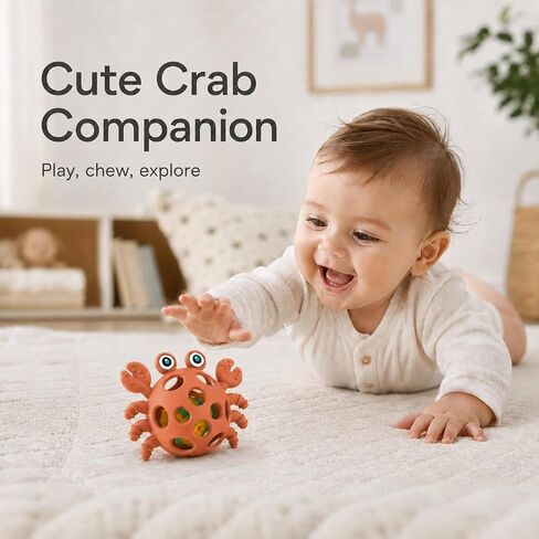 Baby Teething Rattle Toy, 2-in-1 Silicone Teether for Infants 3-12 Months, Easy-Grip Sensory Toy, BPA-Free Food-Grade Silicone in Saudi Arabia