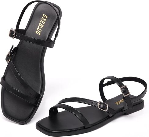 Women's Flat Strappy Sandals Fashion Comfortable Dressy Slippers Beach Sandal for Summer in Kuwait