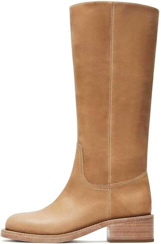 Women's Knee High Riding Boots Round Toe Side Zipper Chunky Block Heel Tall Boots Comfortable Pull on Wide Calf Boots in Kuwait