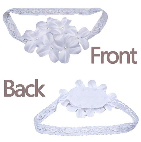 White Lace Flower Headband for Baby Girls Toddler Soft Stretch Hairbands in Kuwait