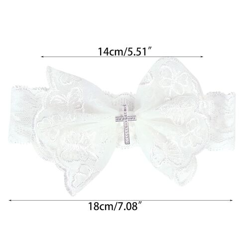 1-Pack Baby Girls Lace Bow Headband Breathable Turban Hair Band for Newborn Infant Christening Photo Shoot Party Headwear Accessory in Kuwait