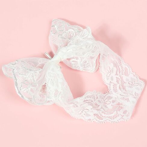1-Pack Baby Girls Lace Bow Headband Breathable Turban Hair Band for Newborn Infant Christening Photo Shoot Party Headwear Accessory in Kuwait