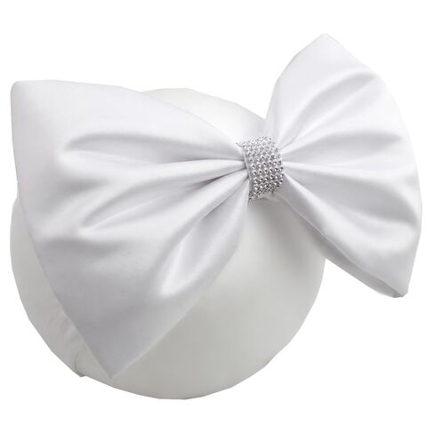 8'' Oversized Baby Girls Bow Headbands, Satin Nylon Headwraps | Boutique Handmade White Nylon Hairbands with Rhinestones, Super Soft Stretchy Hair Accessories for Newborns Infants Toddlers in Kuwait