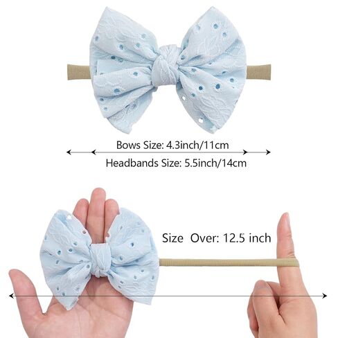 DED 6 Pcs Baby Girls Soft Nylon Headbands with Hair Bow for Infant Toddler | Elastic Hairbands, Handmade Hair Accessories for Newborn Kids in Kuwait