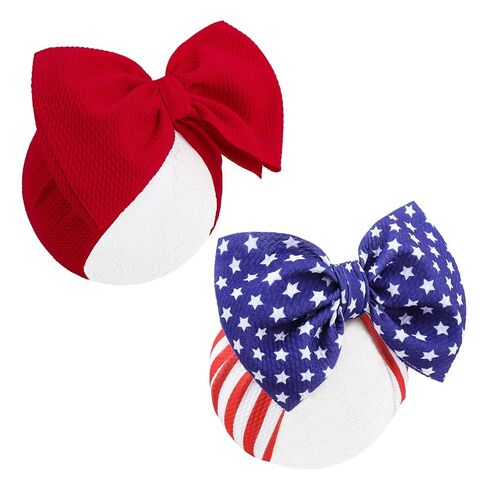 4th of July Baby Hair Bows Girls Headband 6-12 Months Patriotic Hair Accessories Infant Baby Headbands with Bows Red Blue Large Bow Star in Kuwait