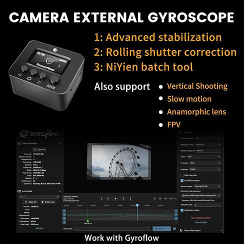 NiYien Camera Stabilizer Box for FPV Drones Gyroscope Stabilizer for Camera Gyroflow, Cold Shoe Mount, 35H Battery, Lightweight Aluminum for Vlogging & Action Videos in Kuwait
