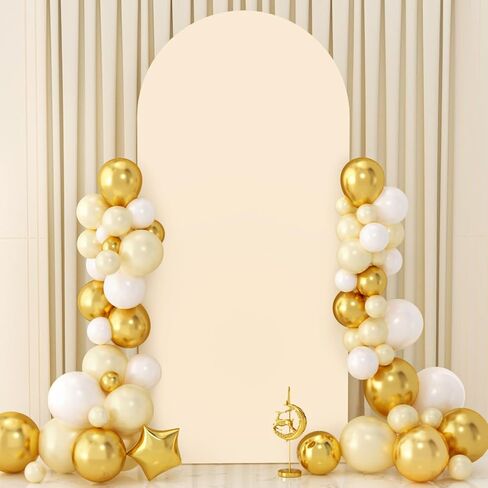 Yellow 7.2FT Stretchable Polyester & Spandex Arch Cover - Backdrop for Wedding, Baby Shower, Garden Decor, Chiara Stand Frame in Kuwait