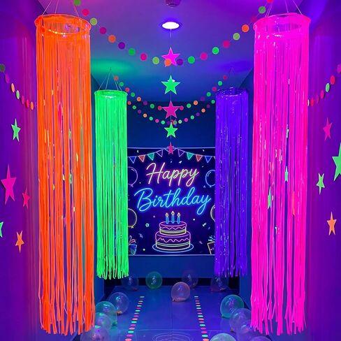4 Pack Glow in The Dark Party Supplies Neon Party Hanging Decor,4 Color in Kuwait