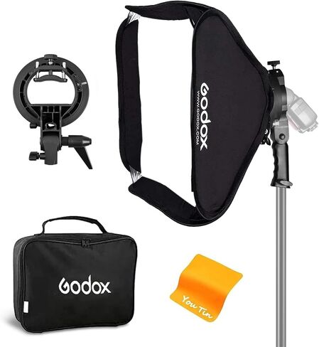Godox Softbox 24"x24"/60x60cm with S-Type Speedlite Bracket & Bag | S-Type bracket with built-in Bowens mount, for Godox V1 AD200 Pro II V860II/III TT685II TT600 TT350, For studio & video in Saudi Arabia