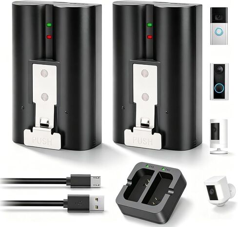 Ring Battery Replacement 6040mAh with Dual Charging Station for Ring Doorbell 2/3/3 Plus/4, Stick Up Cam, Spotlight Cam & Peephole Cam 2-Pack in Kuwait