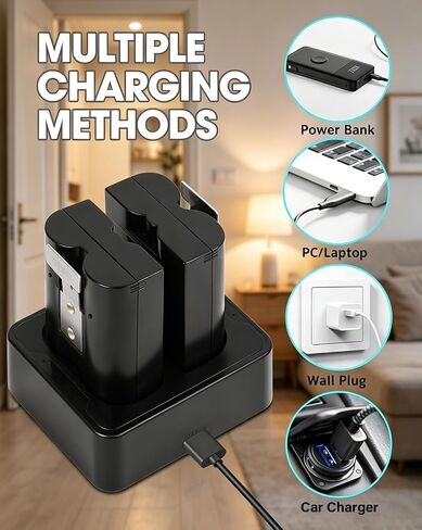 Ring Battery Replacement 6040mAh with Dual Charging Station for Ring Doorbell 2/3/3 Plus/4, Stick Up Cam, Spotlight Cam & Peephole Cam 2-Pack in Kuwait