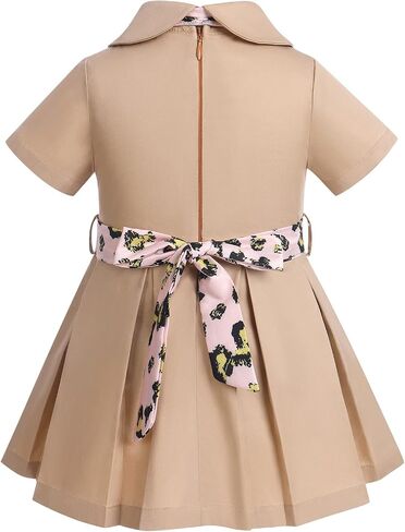 Safari Dress for Baby Girls Wild One 1st Birthday Party Cake Smash Outfits Toddlers Zookeeper Suit Kids Jungle Froest Adventure Explorer Clothes Short Sleeve Dress with Hat Photoshoot Khaki 2-3T in Kuwait