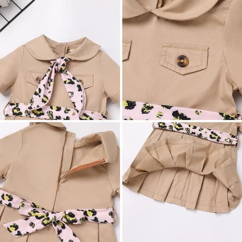 Safari Dress for Baby Girls Wild One 1st Birthday Party Cake Smash Outfits Toddlers Zookeeper Suit Kids Jungle Froest Adventure Explorer Clothes Short Sleeve Dress with Hat Photoshoot Khaki 2-3T in Kuwait