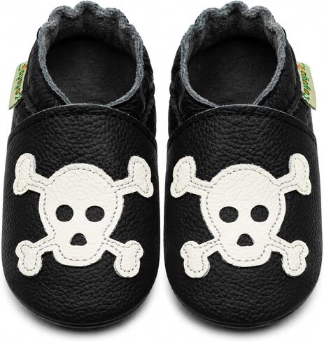 SAYOYO Baby Leather Moccasins Soft Sole Infant First Walker Shoes | Breathable leather, non-slip suede sole, flexible fit, elastic ankle, for infants 0-36 months, easy clean in Saudi Arabia