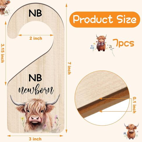RattanView 7 Pcs Highland Cow Baby Closet Dividers for Clothes Organizer Double Sided Wooden Nursery Closet Dividers for Baby Boy Girl Newborn to 24 Months Home Nursery Supplies in Kuwait
