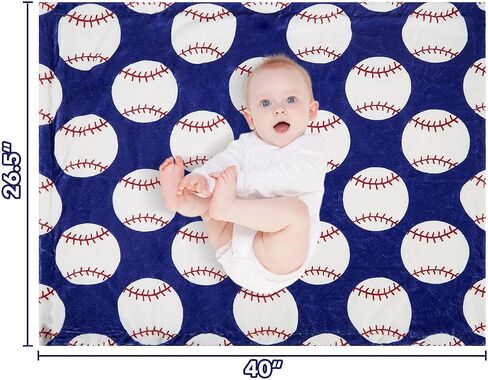Baseball Baby Blanket for Boys Girls Soft Fleece Minky Blanket with Dotted Backing Double Layer Newborn Toddler Blankie for Nursery Stroller Crib Gift to Son Nephew Grandson 26.5 * 40 Inches in Kuwait