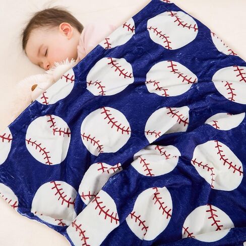 Baseball Baby Blanket for Boys Girls Soft Fleece Minky Blanket with Dotted Backing Double Layer Newborn Toddler Blankie for Nursery Stroller Crib Gift to Son Nephew Grandson 26.5 * 40 Inches in Kuwait