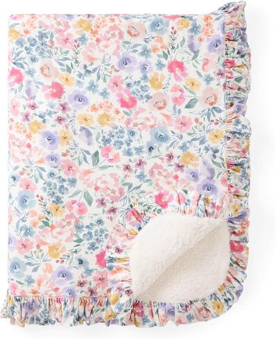 Little Sleepies Newborn Mini Ruffle Blanket, Soft Viscose from Bamboo Sherpa Baby Blanket, Girl Gifts, Baby Essentials, Tiny Blooms, 30 inches x 40 inches in Kuwait