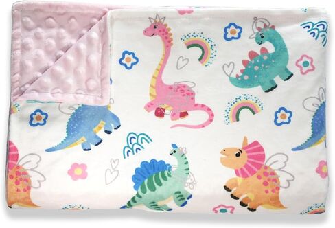 Soft Plush Baby Blankets for Girls,Double Layer Bed Throws | Print Dinosaur Pattern, Soothing Raised Dots,For Baby Infant Toddler Nursery Crib,30x40 Inches,Pink in Kuwait
