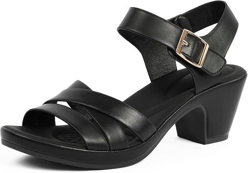 Women's Platform Sandals Dressy: Crisscross Hoop & Loop Block Heels | Chunky Low Heels Strappy Sandals For Women Open Toe Ankle Strap Comfortable Casual Fashion Wedding Party Work Office in Kuwait