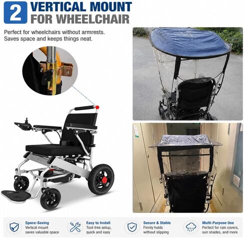 2026 Wheelchair Sunshade Canopy for Medline Lightweight Wheelchair 2020-2026,Waterproof Adjustable Umbrella Canopy | Lightweight And Durable Easy To Fit And Remove in Kuwait