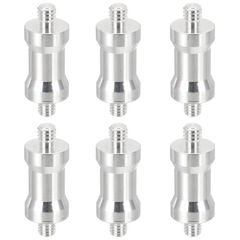 PATIKIL Camera Spigot Screws Converter 1/4" to M6 Male to Male, 6 Pack Tripod Screw Adapter Spigot Stud for Light Stand Hot Shoe Cold Shoe Adapter Ball Head Flash, Silver in Kuwait