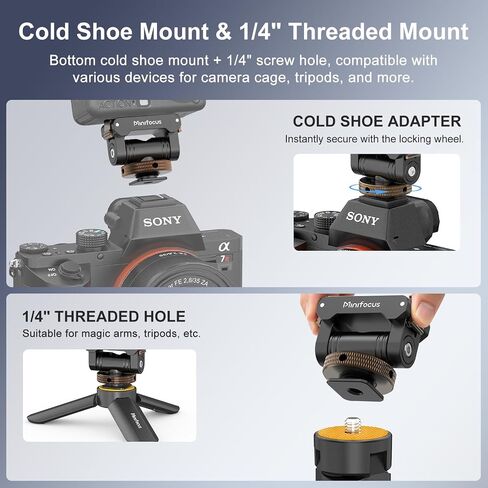MINIFOCUS Cold Shoe Mount Adapter Compatible with DJI Osmo Nano/Action 6, Dual-Direction Magnetic Mount with 1/4" Screw Hole Quick Release Holder for Tripod DSLR Camera Hot Shoe Accessories in Kuwait