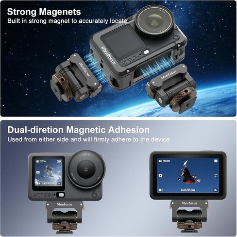MINIFOCUS Cold Shoe Mount Adapter Compatible with DJI Osmo Nano/Action 6, Dual-Direction Magnetic Mount with 1/4" Screw Hole Quick Release Holder for Tripod DSLR Camera Hot Shoe Accessories in Kuwait