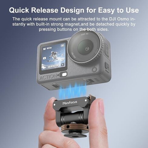 MINIFOCUS Cold Shoe Mount Adapter Compatible with DJI Osmo Nano/Action 6, Dual-Direction Magnetic Mount with 1/4" Screw Hole Quick Release Holder for Tripod DSLR Camera Hot Shoe Accessories in Kuwait