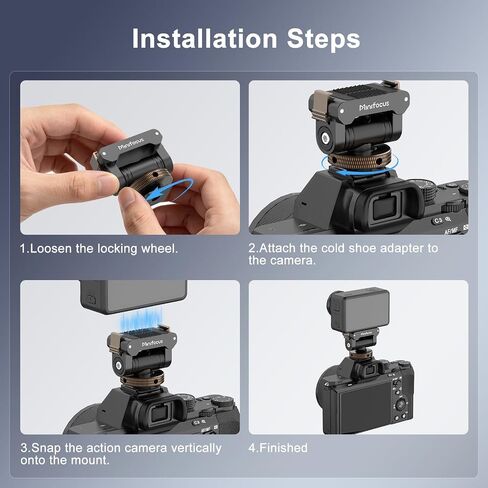 MINIFOCUS Cold Shoe Mount Adapter Compatible with DJI Osmo Nano/Action 6, Dual-Direction Magnetic Mount with 1/4" Screw Hole Quick Release Holder for Tripod DSLR Camera Hot Shoe Accessories in Kuwait