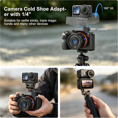 MINIFOCUS Cold Shoe Mount Adapter Compatible with DJI Osmo Nano/Action 6, Dual-Direction Magnetic Mount with 1/4" Screw Hole Quick Release Holder for Tripod DSLR Camera Hot Shoe Accessories in Kuwait