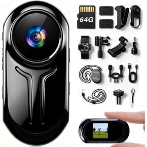 Upgraded 1080P Mini Body Cameras with Audio and Video Recording, POV Camera, Thumb Size Sport Action Camera, Hand Free Camcorder for Cycling,Travel,Pet,Vlogging (Black) in Kuwait