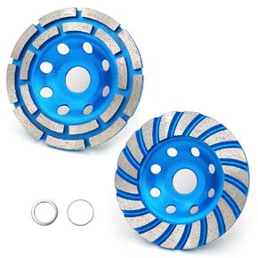 2Pcs Diamond Concrete Grinding Cup Wheels 115mm 4-1/2" Set (Double Row + Turbo Row Segment), Fits 7/8" Arbor for Angle Grinder, Shaping Cleaning Concrete Masonry Marble Granite Brick in Saudi Arabia