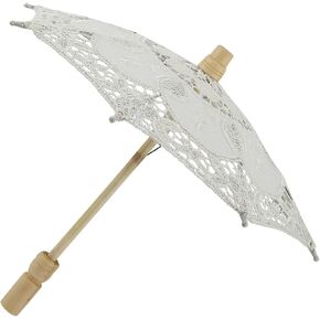 Bridal Lace Umbrella for Wedding Photos – Handmade Beige Cotton Parasol, 10.2" X 11.4", Not RainProof in Saudi Arabia